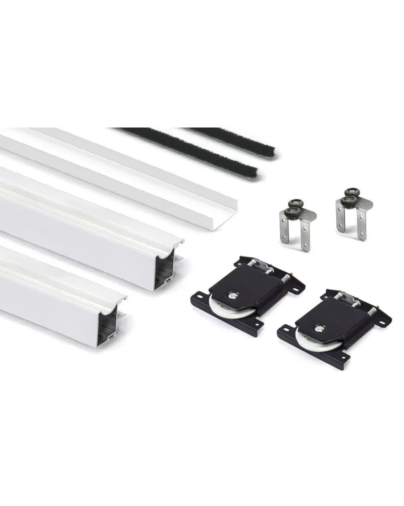 Kit Perfil Tirador Puerta Armario 19 mm Blanco Mate RAL 9003 2,60m | Sistema Completo