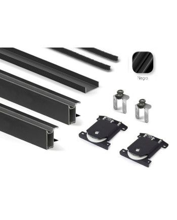 Kit Perfil Tirador Puerta Armario 19 mm Negro Mate 2,60m Modelo C 28812