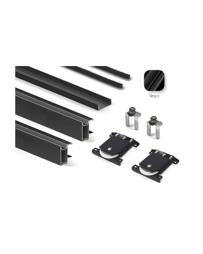 Kit Perfil Tirador Puerta Armario 19 mm Negro Mate 2,60m Modelo C 28812