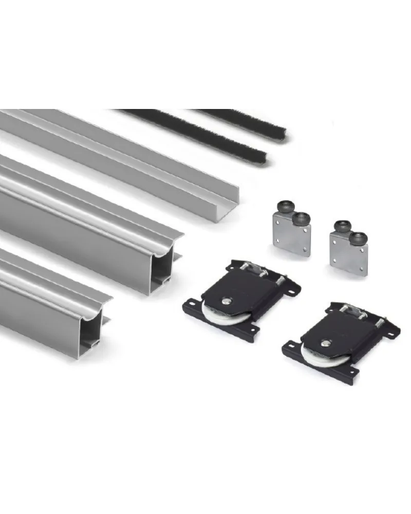 Kit Perfil Tirador Puerta Armario 16 mm Plata Mate 2,60m Modelo R 27004