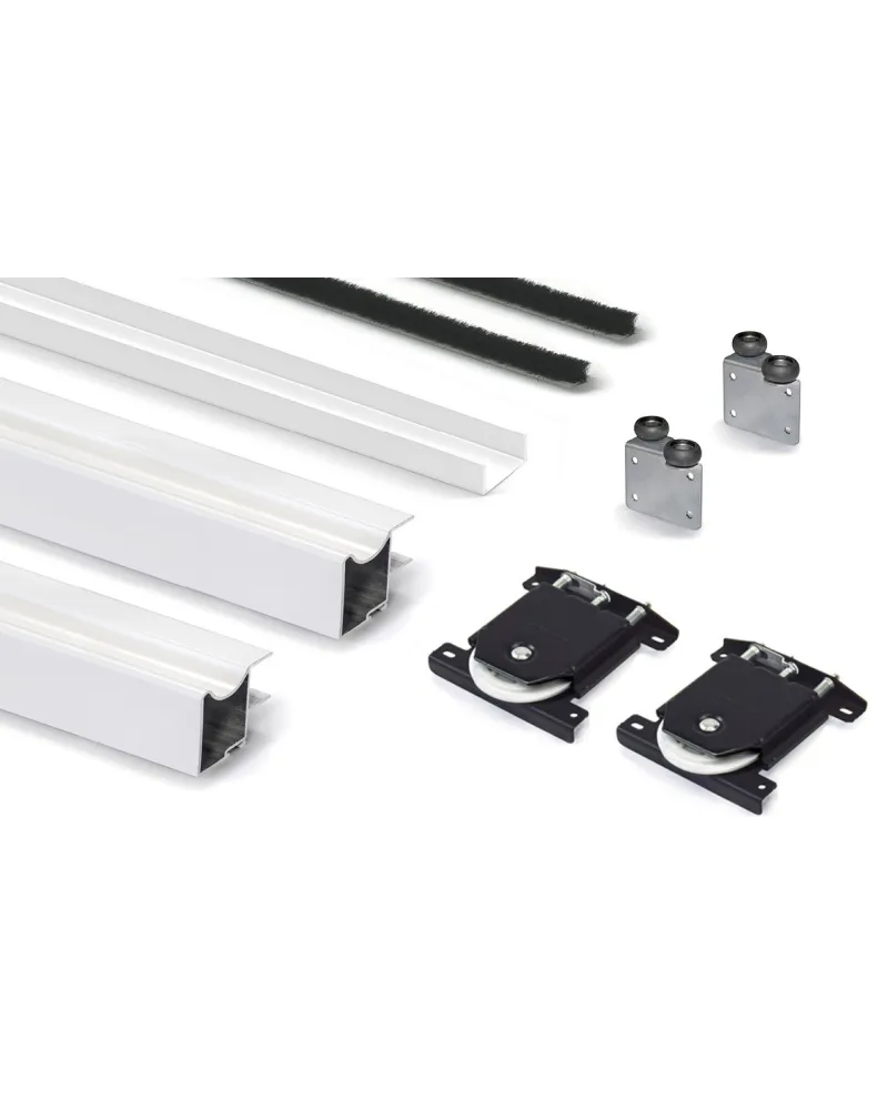 Kit Perfil Tirador Puerta Armario 16 mm Blanco Mate RAL 9003 2,60m Modelo R 27003-R