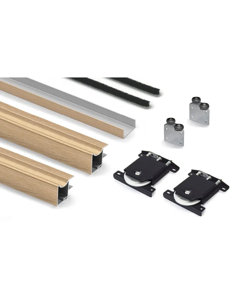 Kit Perfil Tirador Puerta Armario 16 mm Roble Natural 2,60m Modelo R 27005/6 Madera