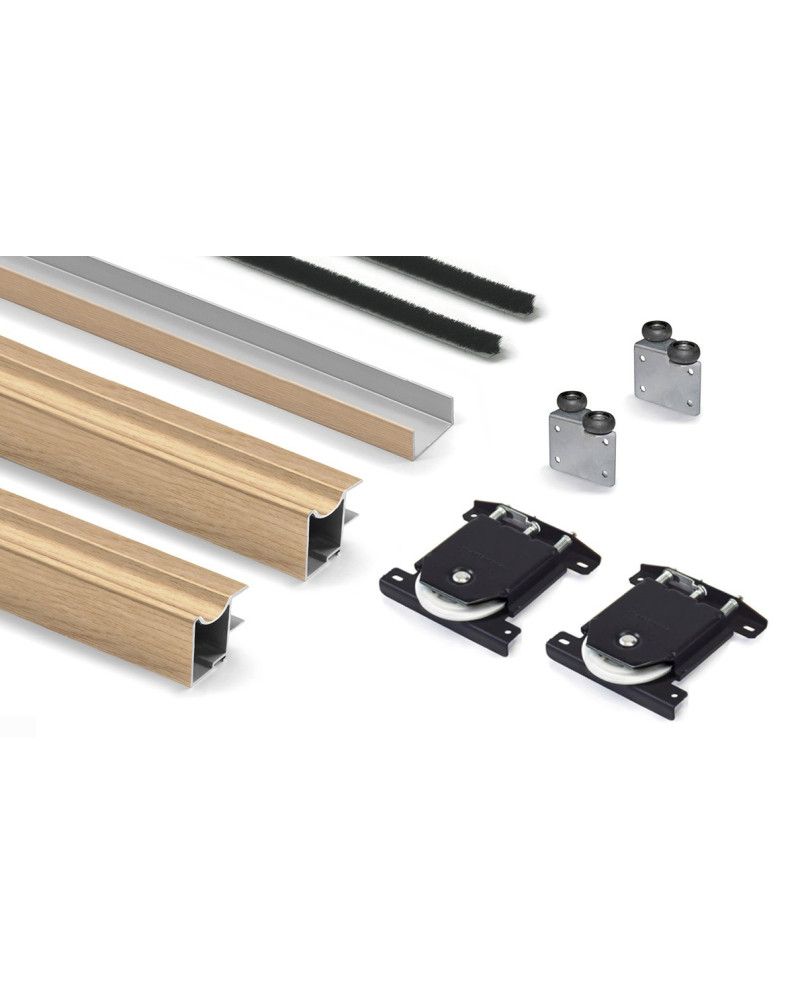 Kit Perfil Tirador Puerta Armario 16 mm Roble Natural 2,60m Modelo R 27005/6 Madera