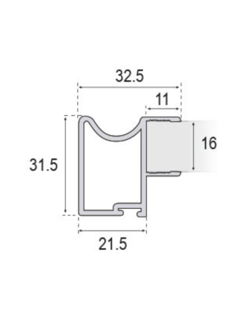 Kit Perfil Tirador Puerta Armario 16 mm Roble Natural 2,60m Modelo R 27005/6 Madera