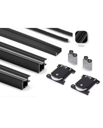 Kit Perfil Tirador Puerta Armario 16 mm Negro Mate 2,60m Modelo R 27038