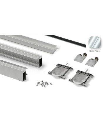 Kit Perfil Tirador Puerta Armario 16 mm Plata Mate 2,60m Modelo C 28764
