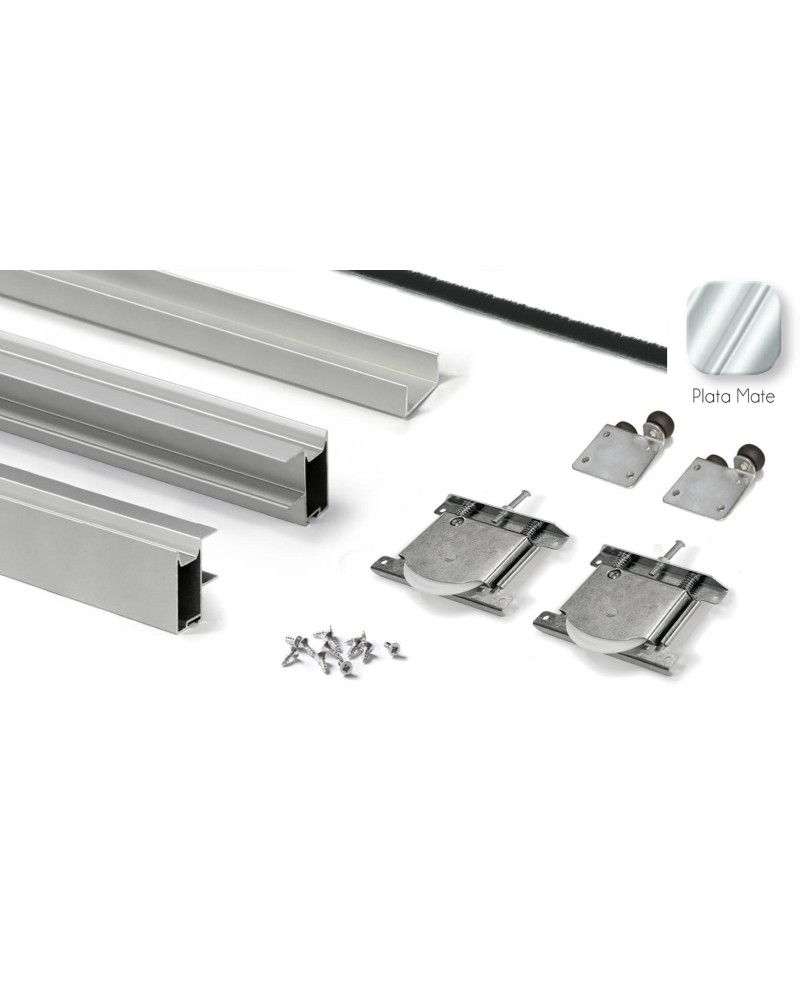 Kit Perfil Tirador Puerta Armario 16 mm Plata Mate 2,60m Modelo C 28764