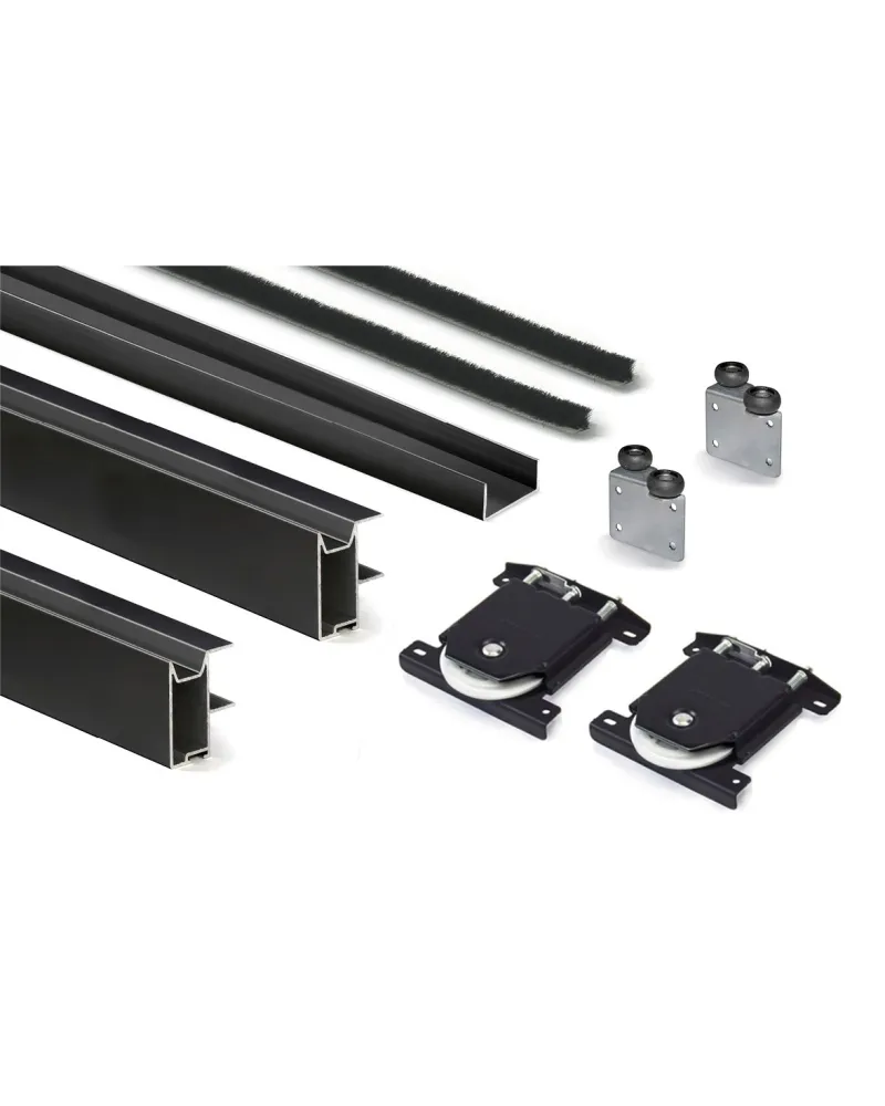 Kit Perfil Tirador Puerta Armario 16 mm Negro Mate 2,60m Modelo C 28762