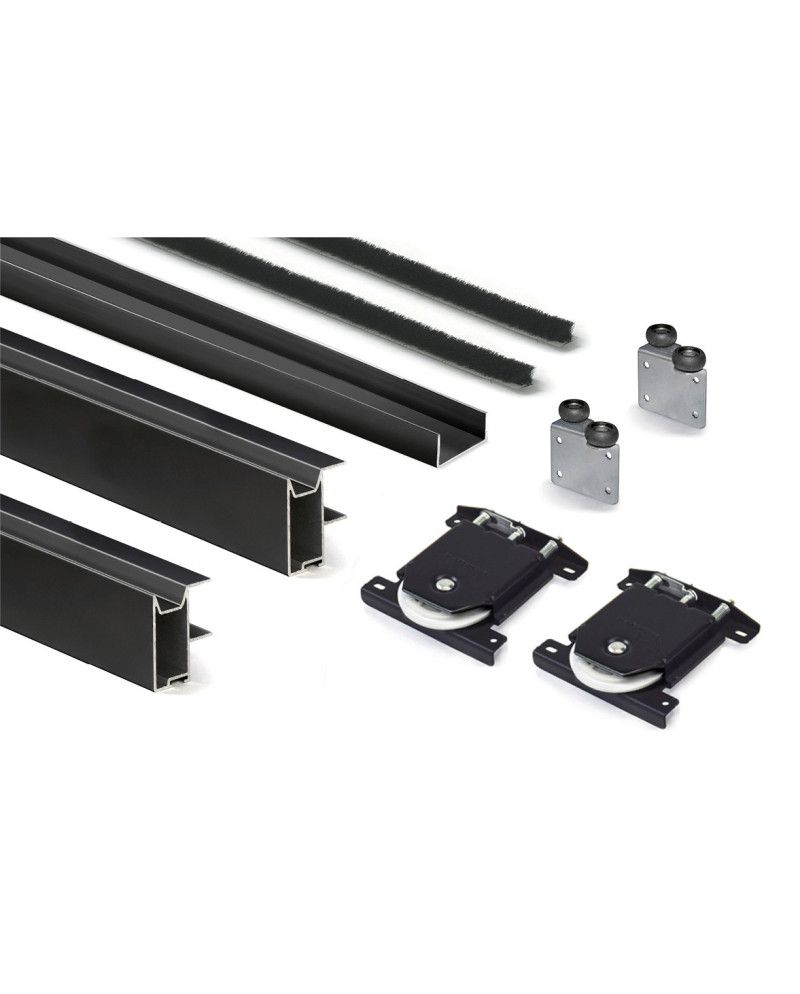 Kit Perfil Tirador Puerta Armario 16 mm Negro Mate 2,60m Modelo C 28762