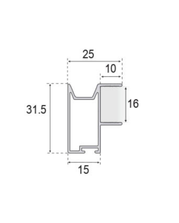 Kit Perfil Tirador Puerta Armario 16 mm Negro Mate 2,60m Modelo C 28762