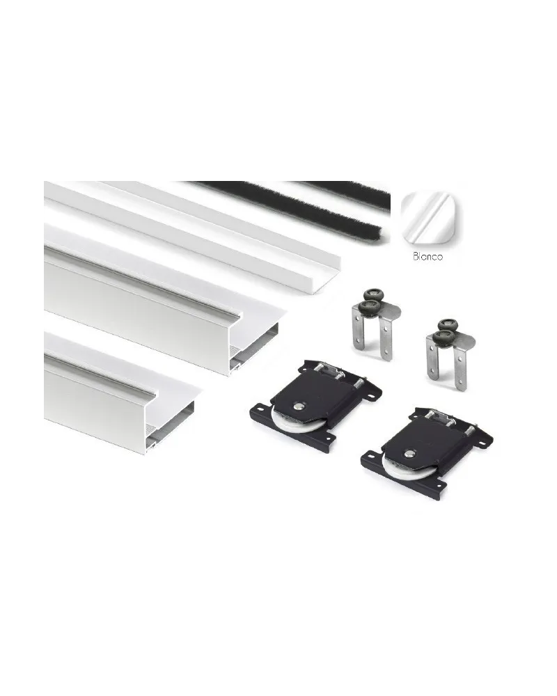 Kit Perfil Tirador Puerta Armario 16 mm Blanco Mate RAL 9003 2,60m Modelo M 29783