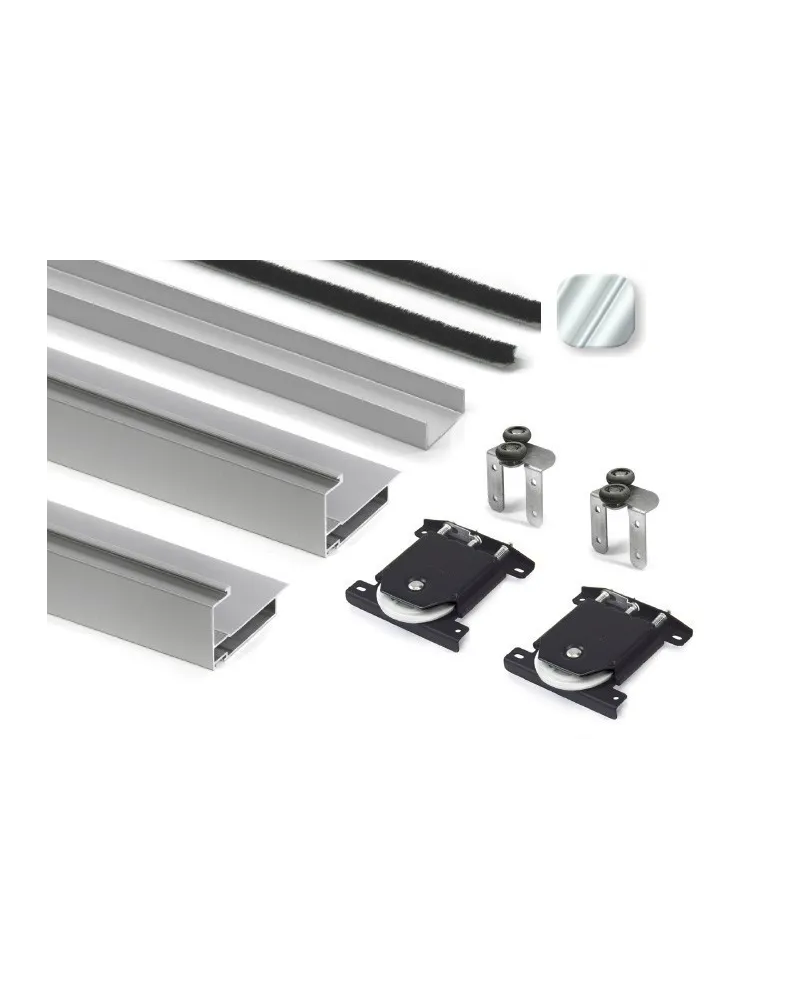 Kit Perfil Tirador Puerta Armario 16 mm Plata Mate 2,60m Modelo M 29784