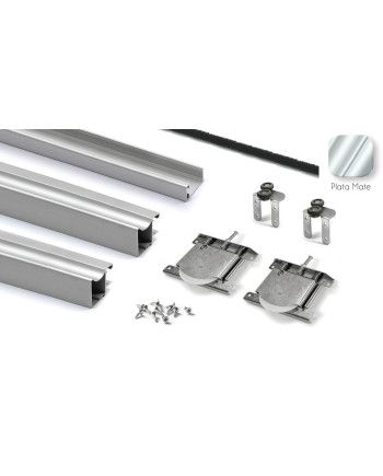 Kit Perfil Tirador Puerta Armario 10 mm Plata Mate 2,60m Modelo R 28004
