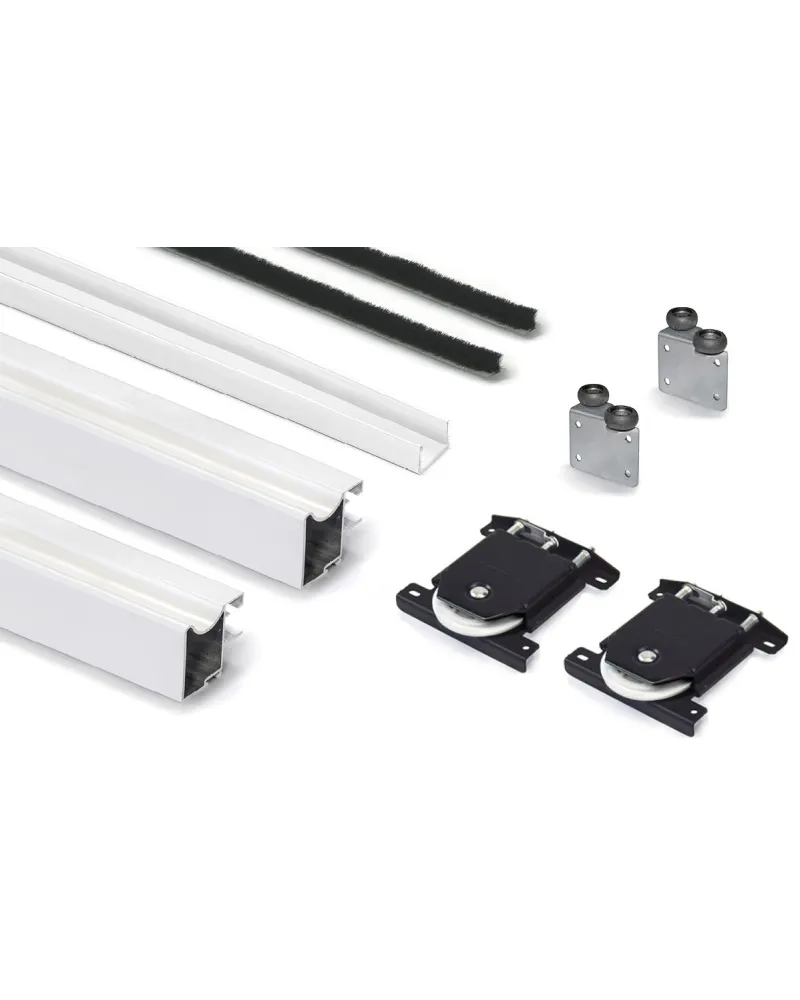 Kit Perfil Tirador Puerta Armario 10 mm Blanco Semibrillo RAL 9003 2,60m Modelo R 28003