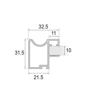 Kit Perfil Tirador Puerta Armario 10 mm Blanco Semibrillo RAL 9003 2,60m Modelo R 28003