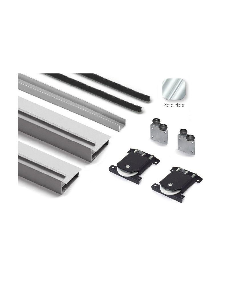 Kit Perfil Tirador Puerta Armario 10 mm Plata Mate 2,60m Modelo M 28104