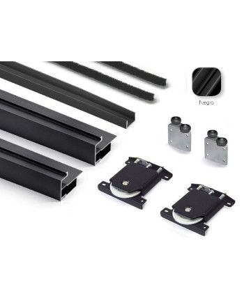 Kit Perfil Tirador Puerta Armario 10 mm Negro Mate 2,60m Modelo M 28082