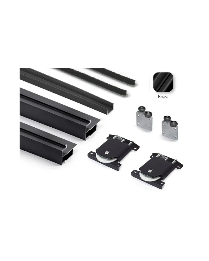 Kit Perfil Tirador Puerta Armario 10 mm Negro Mate 2,60m Modelo M 28082