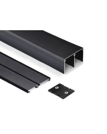 Kit Guías Armario Corredero Negro Mate | Carril Superior e Inferior