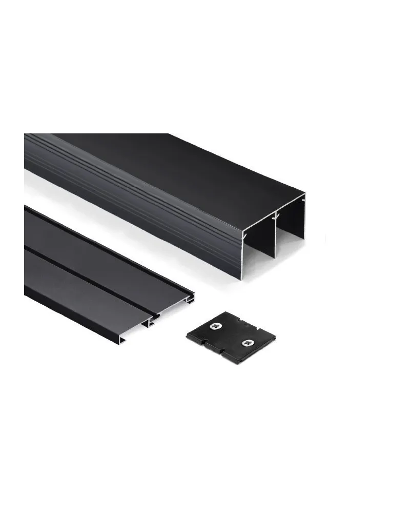 Kit Guías Armario Corredero Negro Mate | Carril Superior e Inferior