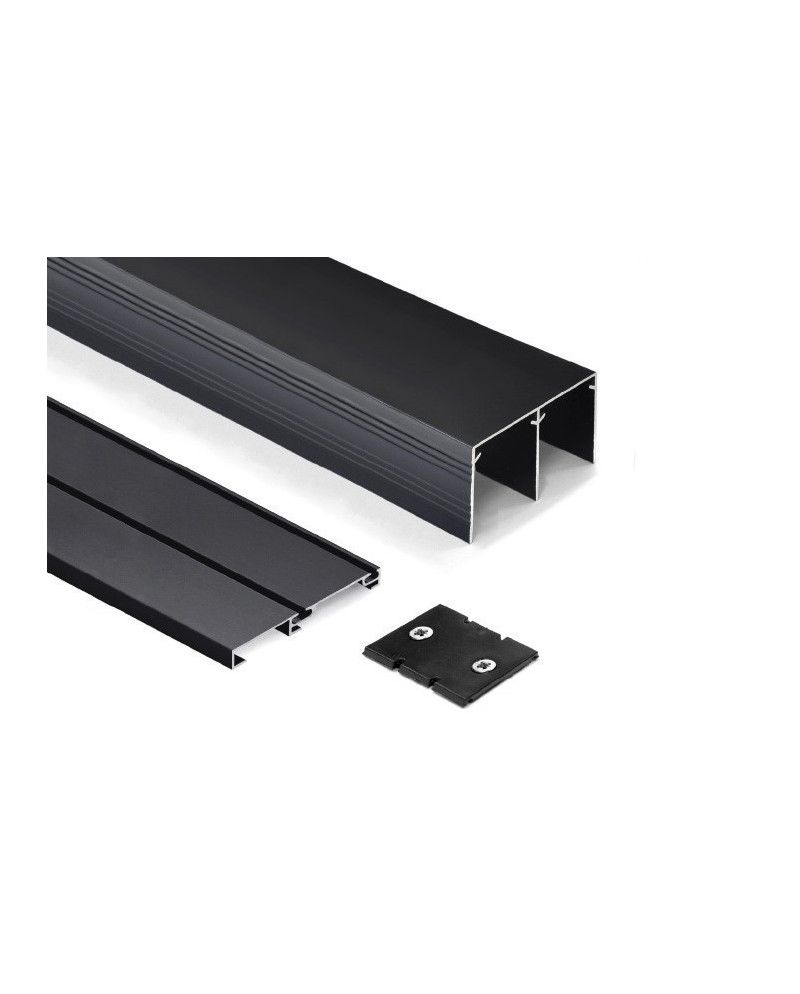 Kit Guías Armario Corredero Negro Mate | Carril Superior e Inferior