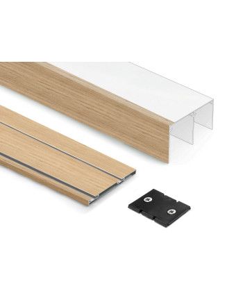 Kit Guías Armario Corredero Madera Roble 2m Modelo F27646 | Carril Superior e Inferior