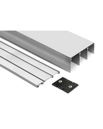 Kit Guías Armario Corredero 3 Carriles Plata Mate | Sistema Superior e Inferior