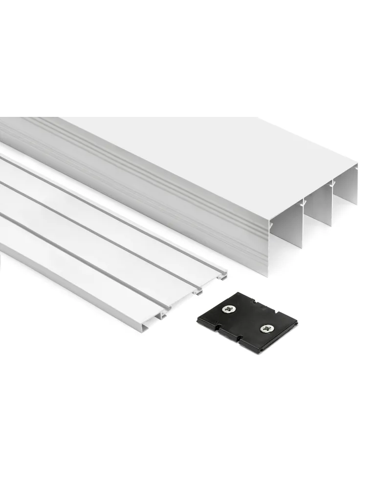 Kit Guías Armario Corredero 3 Carriles Blanco Mate RAL 9003 | Sistema Completo